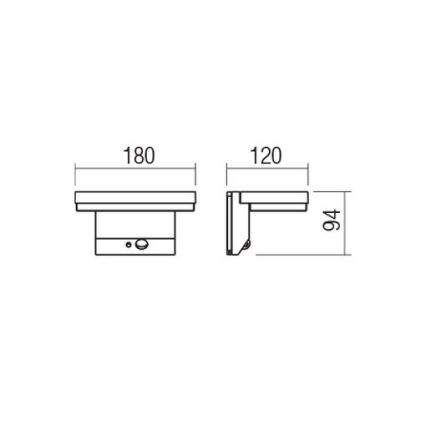 Redo 90535 - Applique murale solaire avec détecteur TAIYO LED/2W/3,7V 3000K 2200 mAh IP54 anthracite