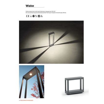 Redo 90580 - Lampe d'extérieur LED WAKE LED/8W/230V 3000K 20 cm IP65 anthracite