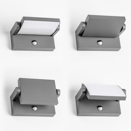 Redo 90587 - Applique murale extérieure avec détecteur FLIP LED/20W/230V CRI 90 3000K IP54 anthracite