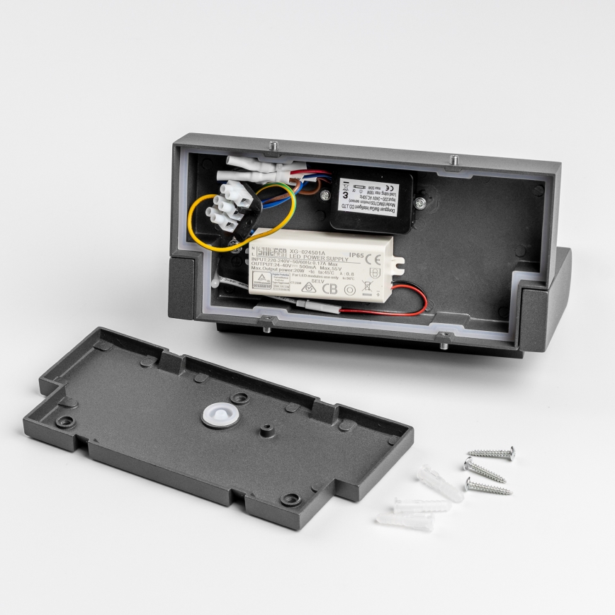 Redo 90587 - Applique murale extérieure avec détecteur FLIP LED/20W/230V CRI 90 3000K IP54 anthracite