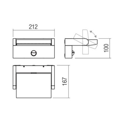 Redo 90587 - Applique murale extérieure avec détecteur FLIP LED/20W/230V CRI 90 3000K IP54 anthracite
