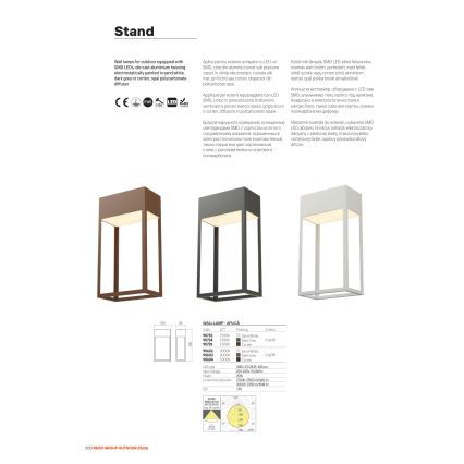 Redo 90603 - Applique murale d'extérieur STAND LED/20W/230V 3000K CRI 90 IP65 anthracite