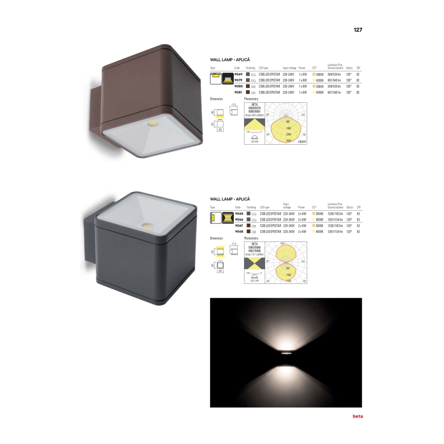 Redo 9065 - Applique murale LED d'extérieur BETA 2xLED/6W/230V IP54