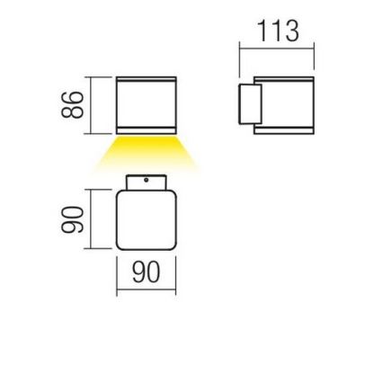 Redo 9069 - Applique murale d'extérieur LED BETA, 6 W, 230 V, 3000 K, IP54, anthracite