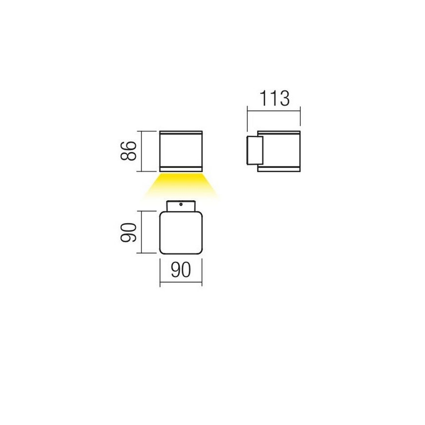 Redo 9069 - Applique murale d'extérieur LED BETA, 6 W, 230 V, 3000 K, IP54, anthracite