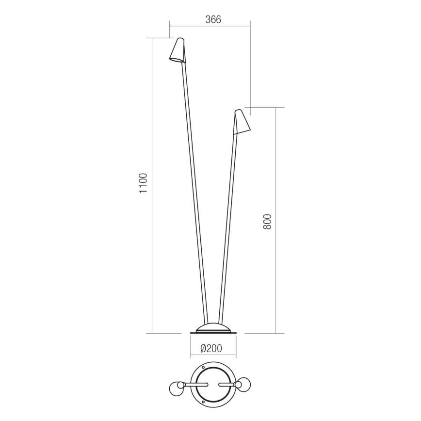 Redo 90712 - Lampe d'extérieur à LED NIVALIS 2xLED/6,9W/230V 3000K 110 cm IP65 brun