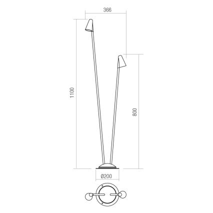 Redo 90713 - Lampe d'extérieur LED NIVALIS 2xLED/6,9W/230V 3000K 110 cm IP65 verte