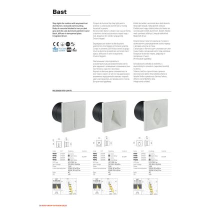 Redo 91195 - Applique d'orientation extérieure LED BAST, 2,5 W/230 V, 3000 K, IRC 90, IP65, gris