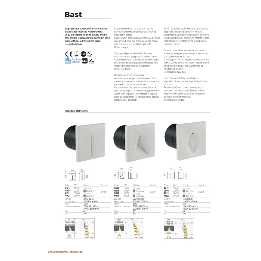 Redo 91200 - Luminaire d'orientation extérieur BAST LED/2,5W/230V 3000K IRC 90 IP65 anthracite