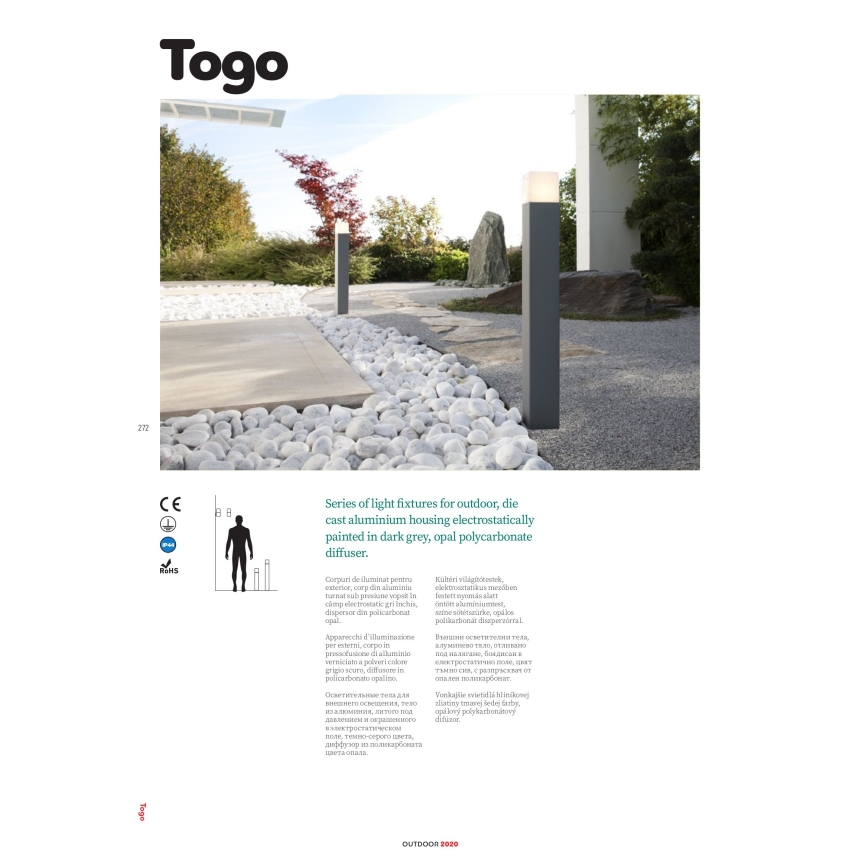 Redo 9265 - Applique murale extérieur TOGO 1xE27/13W/230V IP44