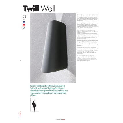 Redo 9536 - Applique murale d'extérieur LED TWILL LED/11W/230V IP65