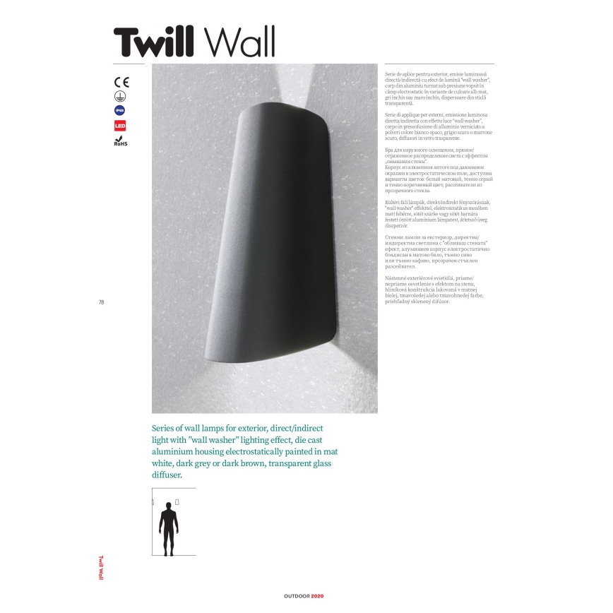 Redo 9536 - Applique murale d'extérieur LED TWILL LED/11W/230V IP65