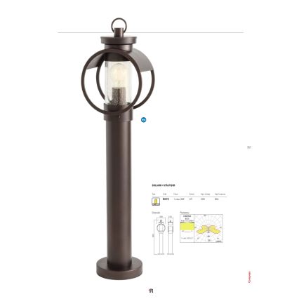 Redo 9573 - Lampadaire extérieur COMPASS 1xE27/42W/230V IP33