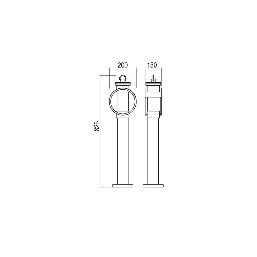 Redo 9573 - Lampadaire extérieur COMPASS 1xE27/42W/230V IP33
