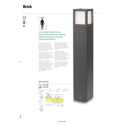 Redo 9644 - Lampadaire extérieur BRICK 1xE27/23W/230V IP54