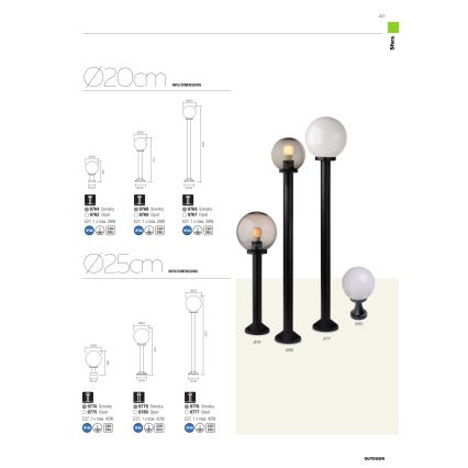 Redo 9769 - Lampadaire extérieur SFERA 1xE27/28W/230V IP44