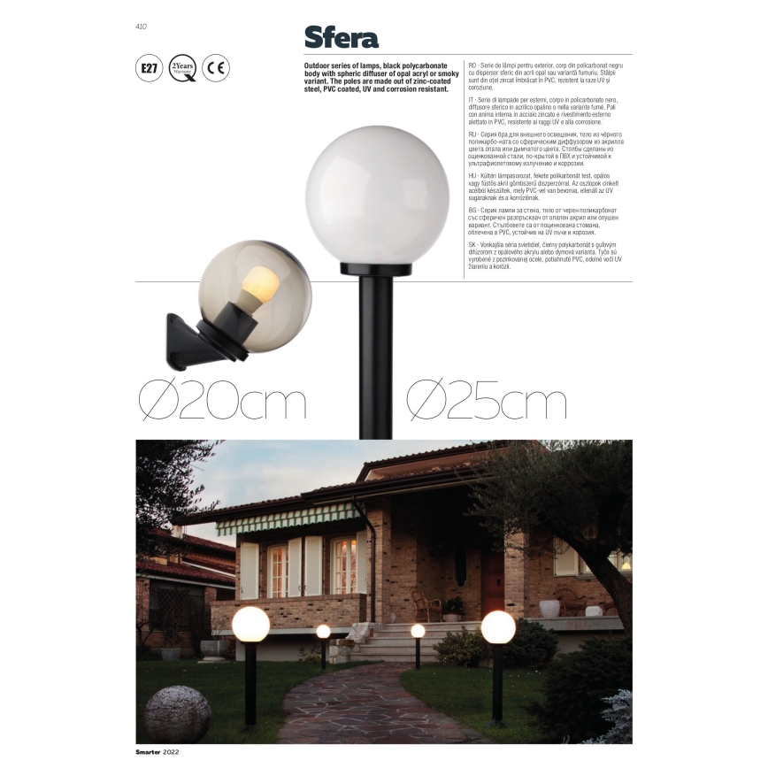 Redo 9789 - Applique murale d'extérieur SFERA 1xE27/42W/230V IP44 blanc