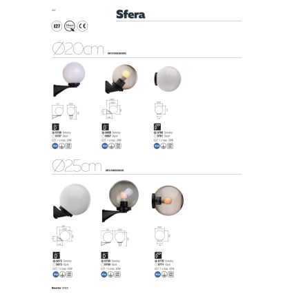 Redo 9866 - Applique murale extérieure SFERA 1xE27/28W/230V IP44