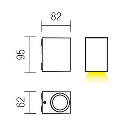 Redo 9907 - Applique murale extérieure BEAM LED/5W/230V IP54