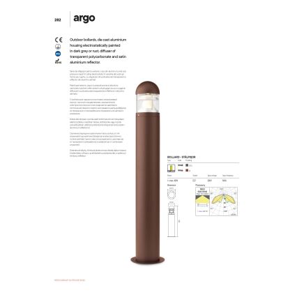 Redo 9945 - Lampadaire extérieur ARGO 1xE27/42W/230V IP54