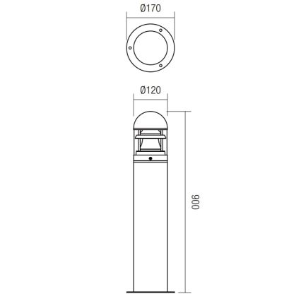 Redo 9946 - Lampadaire extérieur ARGO 1xE27/42W/230V IP54 marron