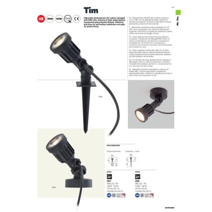 Redo 9997 - Lampe extérieure TIM LED/5W/230V 3000K IP65