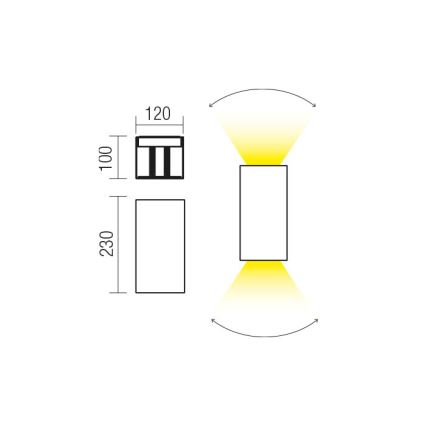 Redo 90568 - Applique murale extérieure VARY 2xLED/10W/230V 4000K IP54 anthracite