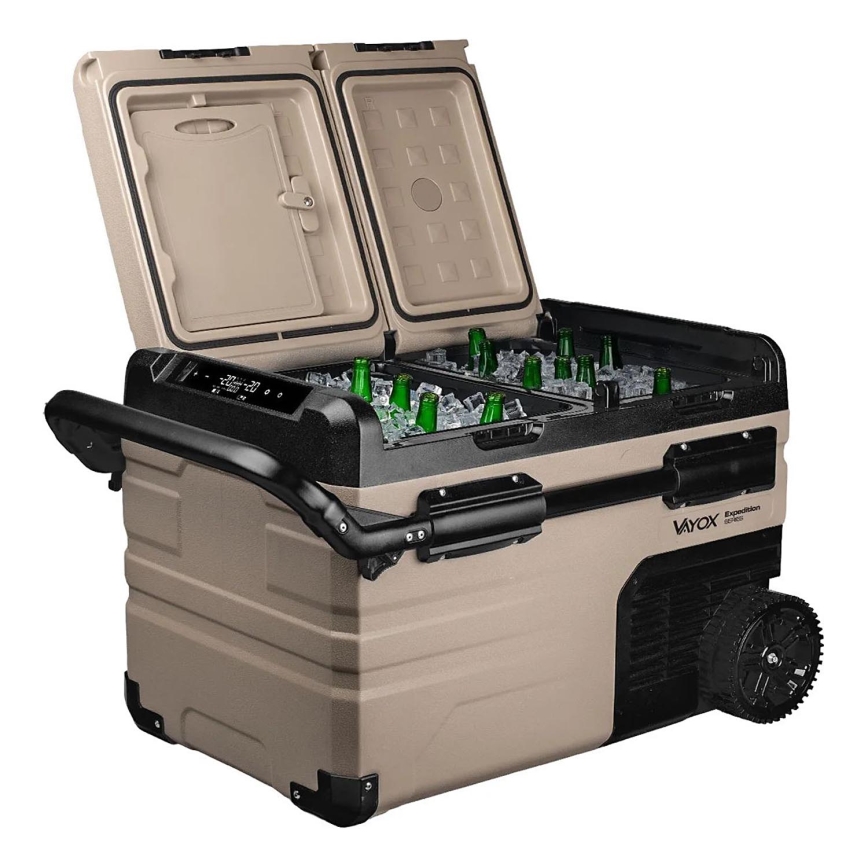 Réfrigérateur de voyage avec écran LCD 39 l 230V/12V/24V marron
