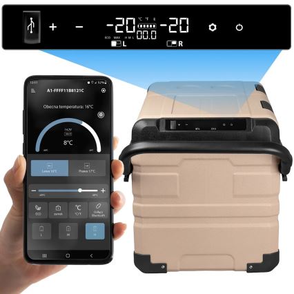 Réfrigérateur de voyage avec écran LCD 39 l 230V/12V/24V marron