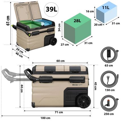 Réfrigérateur de voyage avec écran LCD 39 l 230V/12V/24V marron