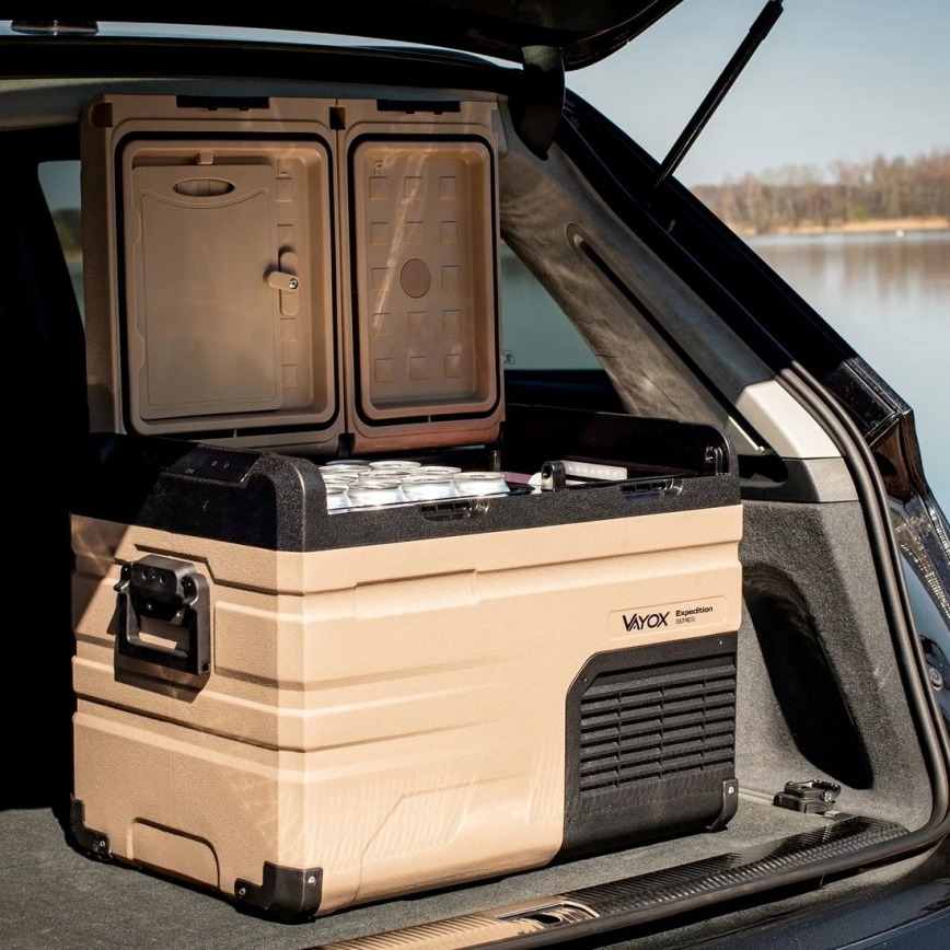 Réfrigérateur de voyage avec écran LCD 39 l 230V/12V/24V marron