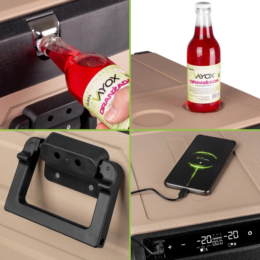 Réfrigérateur de voyage avec écran LCD 39 l 230V/12V/24V marron
