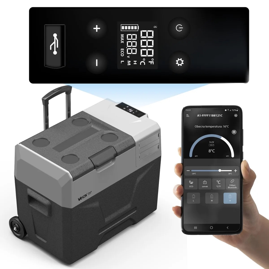 Réfrigérateur de voyage avec écran LCD 40 l 230V/12V/24V noir