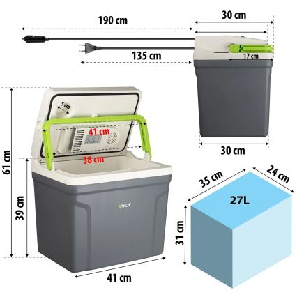 Réfrigérateur de voyage avec fonction de chauffage 27 l 230V/12V/24V gris