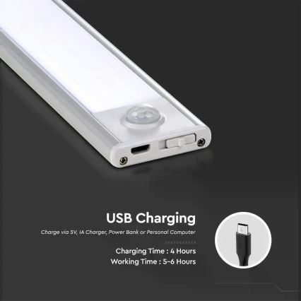 Réglette de cuisine avec détecteur LED/1,5W/5V 1500 mAh 4000K