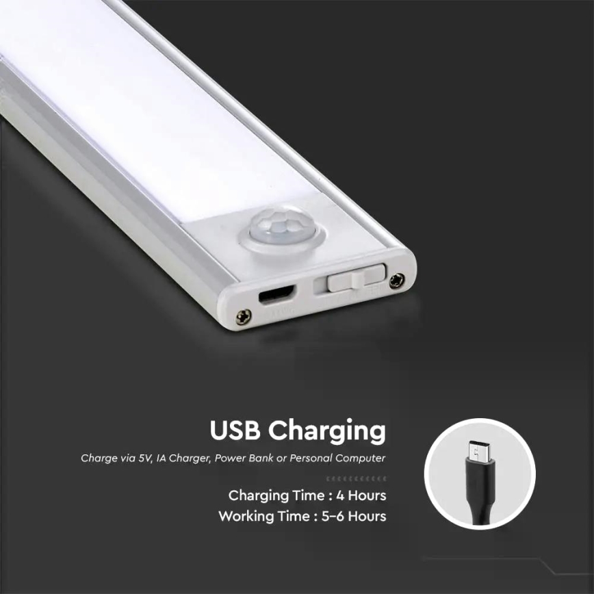 Réglette de cuisine avec détecteur LED/1,5W/5V 1500 mAh 4000K