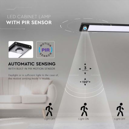 Réglette de cuisine avec détecteur LED/2W/5V 2200 mAh 3000K