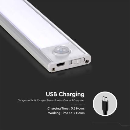 Réglette de cuisine avec un détecteur LED/2W/5V 3000K