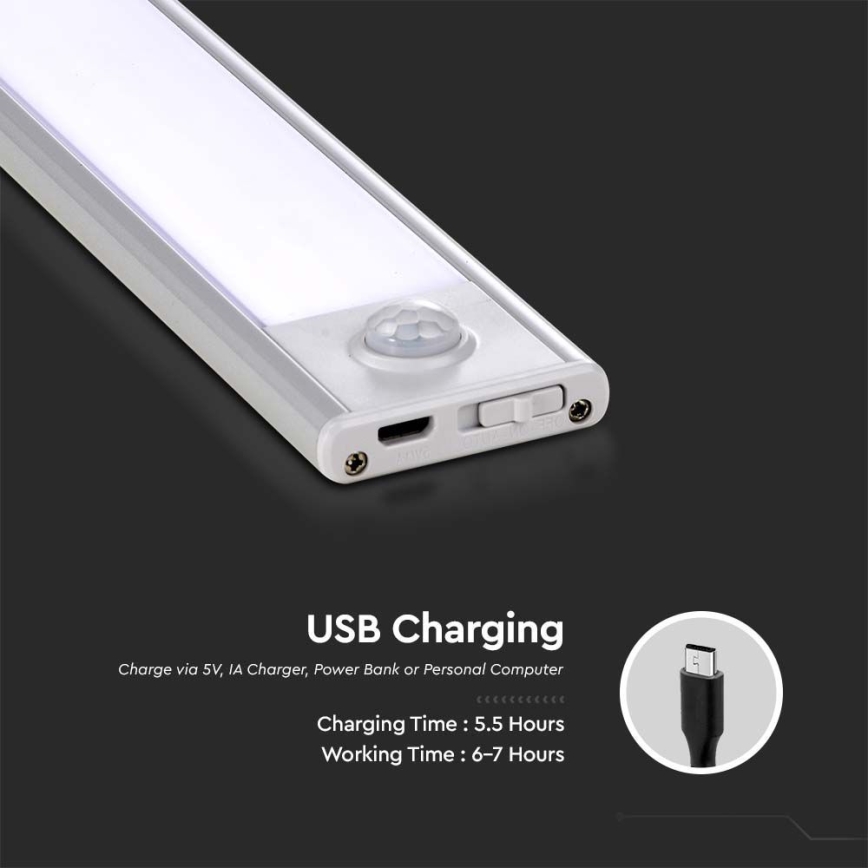Réglette de cuisine avec un détecteur LED/2W/5V 3000K