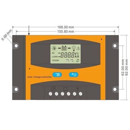 Régulateur de charge solaire PWM 12/24V/20A