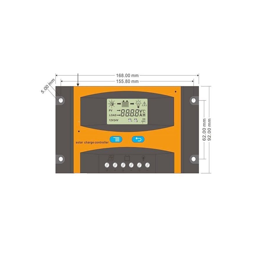 Régulateur de charge solaire PWM 12/24V/20A