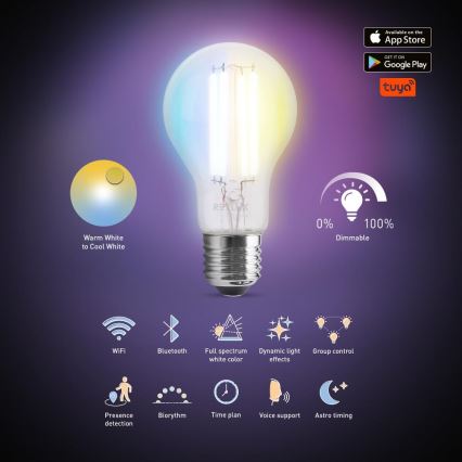 Ampoule à intensité variable LED FILAMENT A60 E27/7W/230V 2700-6500K Wi-Fi Tuya