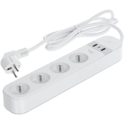 Câble d'extension connecté avec interrupteur 4Z Type E + 2x USB-A + 1x USB-C 1,5m Wi-Fi Tuya blanc