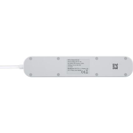 Câble d'extension connecté avec interrupteur 4Z Type E + 2x USB-A + 1x USB-C 1,5m Wi-Fi Tuya blanc