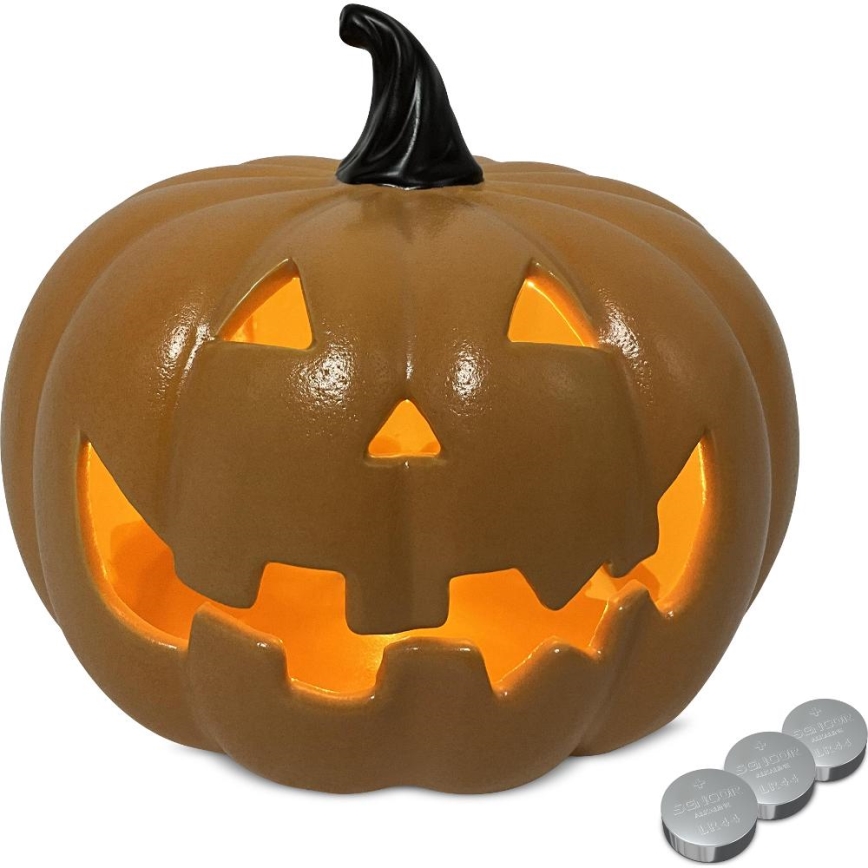 Citrouille en céramique HALLOWEEN LED/3xLR44/blanc chaud