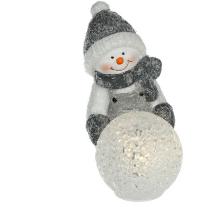 Décoration de Noël LED/2xLR44/blanc chaud bonhomme de neige avec une boule de neige