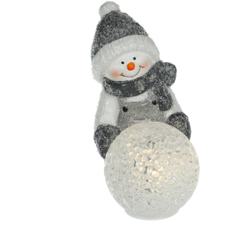 Décoration de Noël LED/2xLR44/blanc chaud bonhomme de neige avec une boule de neige