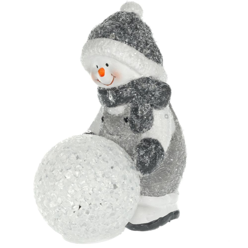 Décoration de Noël LED/2xLR44/blanc chaud bonhomme de neige avec une boule de neige
