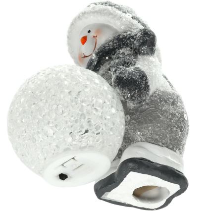Décoration de Noël LED/2xLR44/blanc chaud bonhomme de neige avec une boule de neige