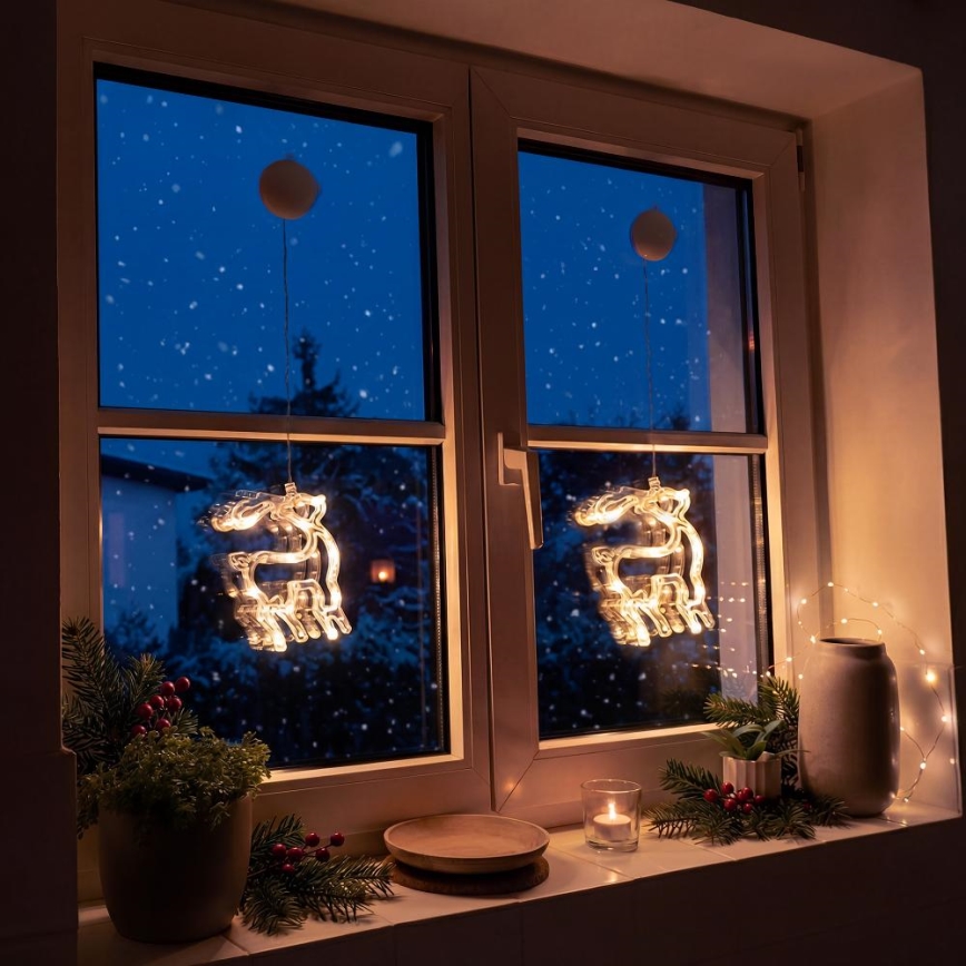 LED Décoration de Noël LED/3xAAA/blanc chaud renne